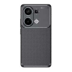   Xiaomi Redmi Note 13 Pro 4G / Poco M6 Pro 4G, Szilikon tok, közepesen ütésálló, légpárnás sarok, karbon minta, fekete