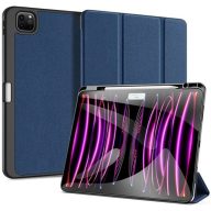   Apple iPad Pro 13 (2024 / 2025), mappa tok, Smart Case, érintőceruza tartó, Dux Ducis Domo, sötétkék