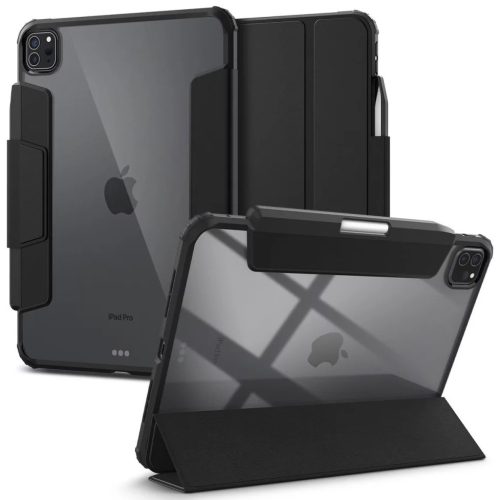 Apple iPad Pro 11 (2024), mappa tok, légpárnás sarok, közepesen ütésálló, Apple Pencil tartóval, Smart Case, Spigen Ultra Hybrid Pro, átlátszó/fekete