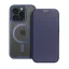 Apple iPhone 15 Pro Max, Oldalra nyíló tok, kártyatartóval, átlátszó hátlap, Magsafe kompatibilis, Smart Mag, sötétkék