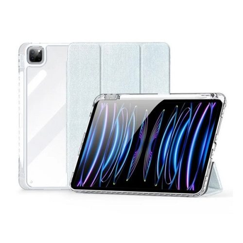 Apple iPad Pro 11 (2024), mappa tok, érintőceruza tartó, közepesen ütésálló, textil hatású előlap, átlátszó hátlap, Smart Case, Dux Ducis Unid, világoszöld