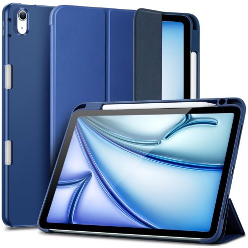 Apple iPad Air (2020 / 2022) / iPad Air 11 (2024 / 2025), mappa tok, Smart Case, Apple Pencil tartóval, ESR Rebound Pencil, sötétkék