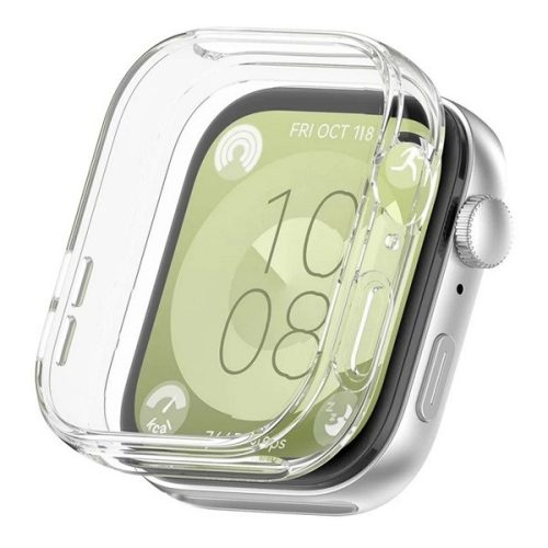 Huawei Watch Fit 3, Szilikon védőkeret, közepesen ütésálló, szíj nélkül, átlátszó