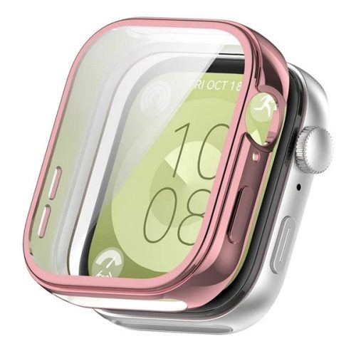Huawei Watch Fit 3, Szilikon védőkeret, közepesen ütésálló, szíj nélkül, rózsaszín