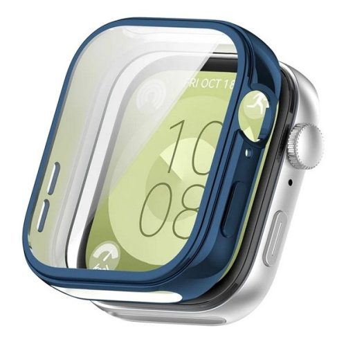 Huawei Watch Fit 3, Szilikon védőkeret, közepesen ütésálló, szíj nélkül, sötétkék