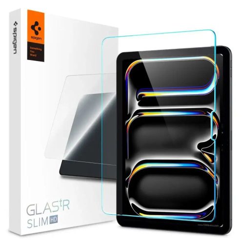 Apple iPad Pro 11 (2024), Kijelzővédő fólia, ütésálló fólia, Tempered Glass (edzett üveg), Spigen Glastr Slim HD, Clear