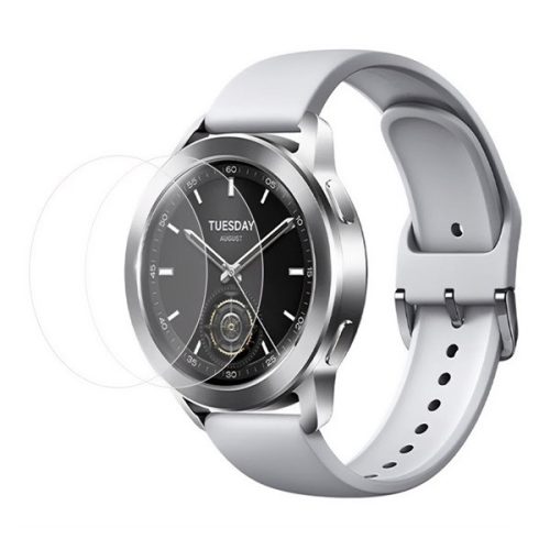 Xiaomi Watch S3, Kijelzővédő fólia, ütésálló fólia (az íves részre nem hajlik rá!), Tempered Glass (edzett üveg), Clear, 2 db / csomag