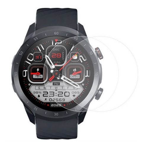 Mibro Watch A2, Kijelzővédő fólia, ütésálló fólia (az íves részre nem hajlik rá!), Tempered Glass (edzett üveg), Clear, 2 db / csomag