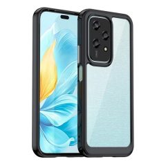   Huawei Honor 200 Lite, Műanyag hátlap védőtok + szilikon keret, közepesen ütésálló, átlátszó hátlap, fekete