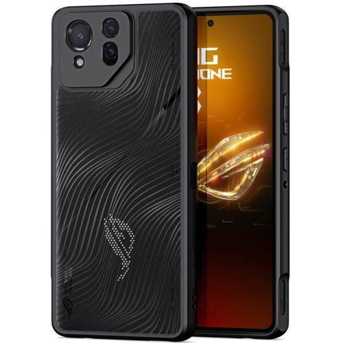 Asus ROG Phone 8 / 8 Pro, Műanyag hátlap védőtok + szilikon keret, hullám minta, Dux Ducis Aimo, áttetsző/fekete