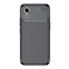   Samsung Galaxy Xcover 7 SM-G556B, Szilikon tok, közepesen ütésálló, légpárnás sarok, karbon minta, fekete