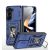 Samsung Galaxy Z Fold6 SM-F956B, Műanyag hátlap védőtok, szilikon belső, közepesen ütésálló, kamera védelem, telefontartó gyűrű, sötétkék