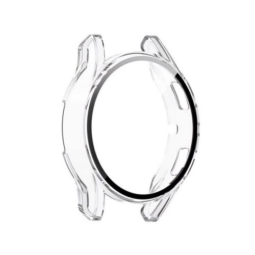 Samsung Galaxy Watch 4 / 5 / 6 / FE (40 mm), Műanyag védőkeret, kijelzővédő üveggel, közepesen ütésálló, szíj nélkül, átlátszó
