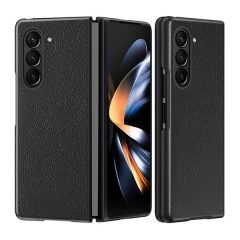   Samsung Galaxy Z Fold6 SM-F956B, Műanyag hátlap védőtok, bőrhatású hátlap, fekete