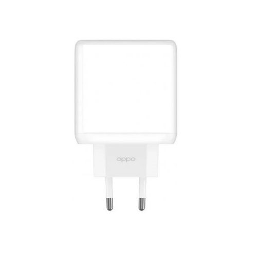 Hálózati töltő adapter, 65W, USB aljzat, gyorstöltés, Oppo SuperVooc, fehér, gyári
