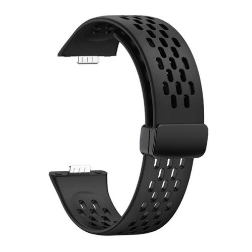 Huawei Watch Fit 3, szilikon pótszíj, lyukacsos, légáteresztő, fekete