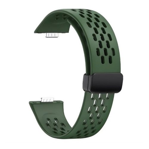 Huawei Watch Fit 3, szilikon pótszíj, lyukacsos, légáteresztő, sötétzöld