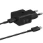 Hálózati töltő adapter, 25W, USB Type-C aljzat, USB Type-C - USB Type-C kábellel, PD, PDO / PPS, GaN, gyorstöltés, Samsung, fekete, gyári