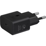   Hálózati töltő adapter, 25W, USB Type-C aljzat, USB Type-C - USB Type-C kábellel, PD, PDO / PPS, GaN, gyorstöltés, Samsung, fekete, gyári