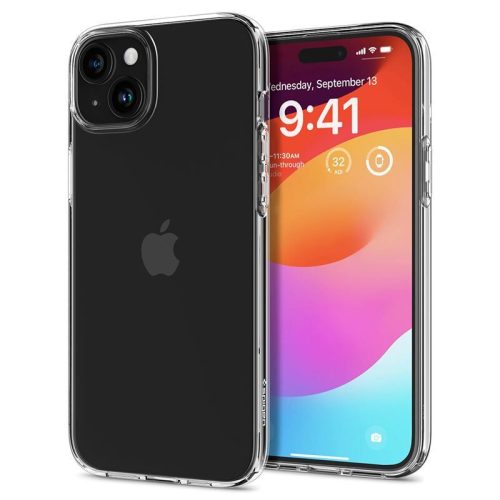 Apple iPhone 15 Plus, Szilikon tok, Spigen Crystal Flex, átlátszó