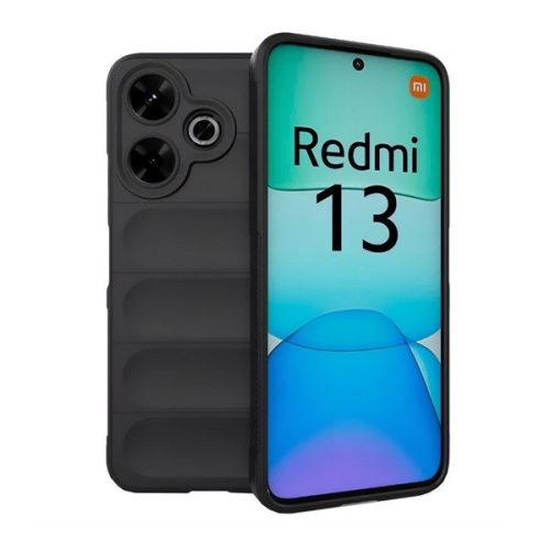 Xiaomi Redmi 13 4G / Note 13R / Poco M6 4G, Szilikon tok, közepesen ütésálló, 3D minta, fekete