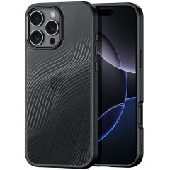   Apple iPhone 16 Pro Max, Műanyag hátlap védőtok + szilikon keret, hullám minta, Dux Ducis Aimo, áttetsző/fekete