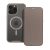 Apple iPhone 16 Pro Max, Oldalra nyíló tok, kártyatartóval, átlátszó hátlap, Magsafe kompatibilis, Smart Mag, szürke