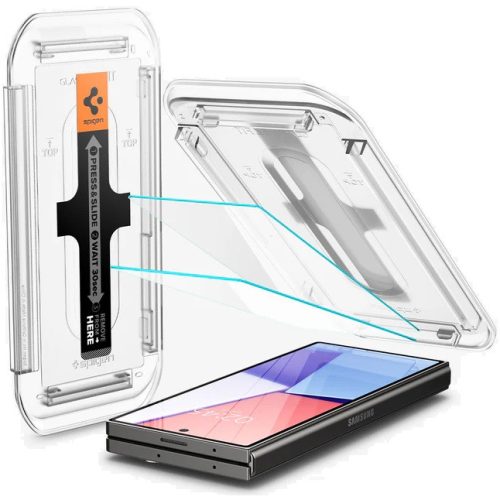 Samsung Galaxy Z Fold6 SM-F956B, Kijelzővédő fólia, ütésálló fólia az íves részre nem hajlik rá!), Tempered Glass (edzett üveg), Előlapi kijelzőre, Spigen Ez Fit, Clear, 2 db / csomag