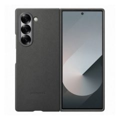   Samsung Galaxy Z Fold6 SM-F956B, Műanyag hátlap védőtok, ökobőr hátlap, Eco-Leather Case, szürke, gyári