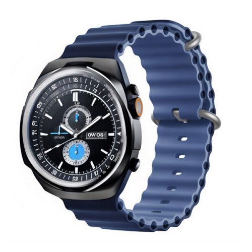 Apple Watch 4-6, SE, SE (2022) (42 / 44 mm) / Watch 7-9 (45 mm) / Watch 10 (46 mm) / Watch Ultra 1-2 (49 mm), szilikon pótszíj, állítható, hullámos kialakítás, kétszínű, Devia Sport6, sötétkék/kék