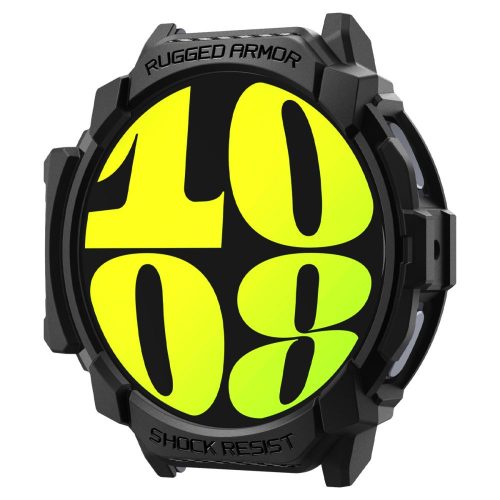 Samsung Galaxy Watch 7 (44 mm) SM-L310 / L315, Szilikon védőkeret, ütésálló, szíj nélkül, Spigen Rugged Armor, fekete