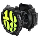 Samsung Galaxy Watch 7 (44 mm) SM-L310 / L315, Szilikon védőkeret, ütésálló, szíj nélkül, Spigen Rugged Armor, fekete