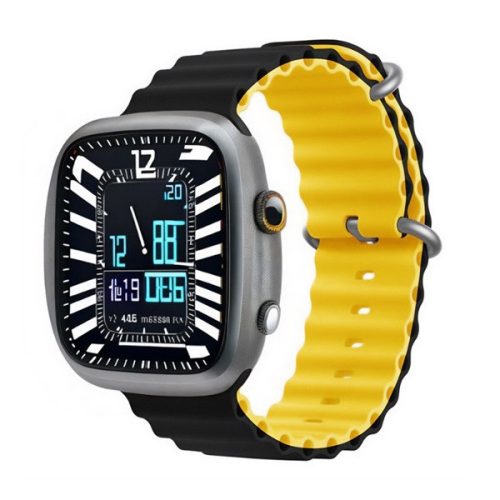Apple Watch 4-6, SE, SE (2022) (38 / 40 mm) / Watch 7-9 (41 mm) / Watch 10 (42 mm), szilikon pótszíj, állítható, hullámos kialakítás, kétszínű, Devia Sport6, fekete/sárga