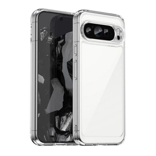 Google Pixel 9 Pro XL, Műanyag hátlap védőtok + szilikon keret, közepesen ütésálló, átlátszó hátlap, átlátszó