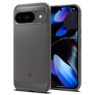   Google Pixel 9 / 9 Pro, Szilikon tok, Spigen Rugged Armor, karbon minta, szürke
