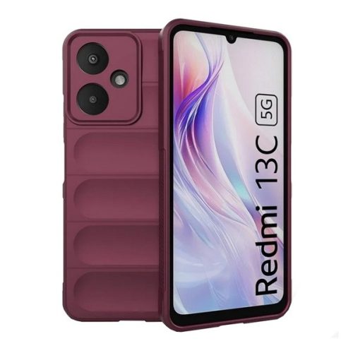 Xiaomi Redmi 13C 5G, Szilikon tok, közepesen ütésálló, 3D minta, bordó