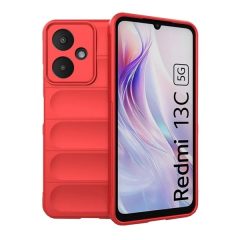   Xiaomi Redmi 13C 5G, Szilikon tok, közepesen ütésálló, 3D minta, piros