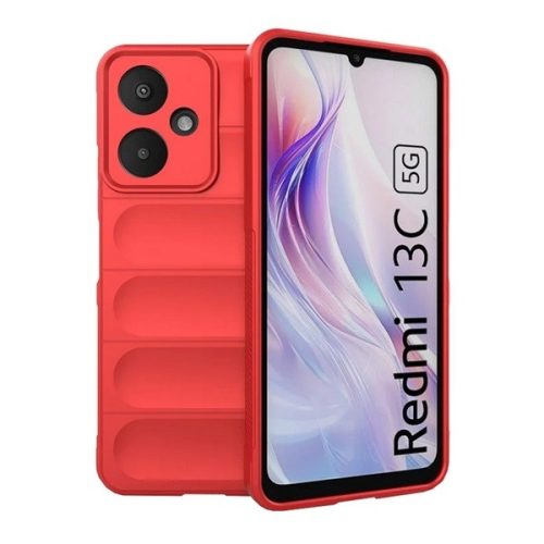 Xiaomi Redmi 13C 5G, Szilikon tok, közepesen ütésálló, 3D minta, piros