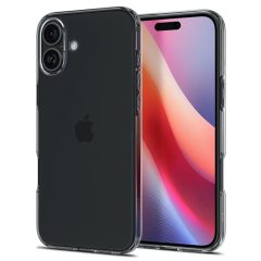   Apple iPhone 16, Szilikon tok, Spigen Crystal Flex, átlátszó/sötétszürke