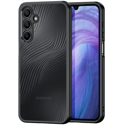 Samsung Galaxy A16 4G / A16 5G SM-A165F / A166B, Műanyag hátlap védőtok + szilikon keret, hullám minta, Dux Ducis Aimo, áttetsző/fekete