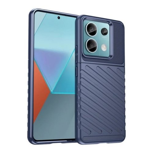 Xiaomi Redmi Note 13 Pro 5G / Poco X6 5G, Szilikon tok, közepesen ütésálló, domború csíkos minta, sötétkék