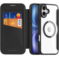   Apple iPhone 16, Oldalra nyíló tok, stand, közepesen ütésálló, Magsafe kompatibilis, Dux Ducis Skin Pro Magsafe, fekete