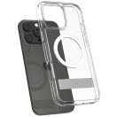 Apple iPhone 16 Pro, Műanyag hátlap védőtok + szilikon keret, kitámasztóval, Magsafe töltővel kompatibilis, Spigen Ultra Hybrid "S" Mag, átlátszó/fehér