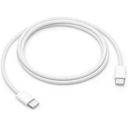 USB Type-C töltő- és adatkábel, USB Type-C, 100 cm, 60W, gyorstöltés, PD, cipőfűző minta, Apple, fehér, gyári