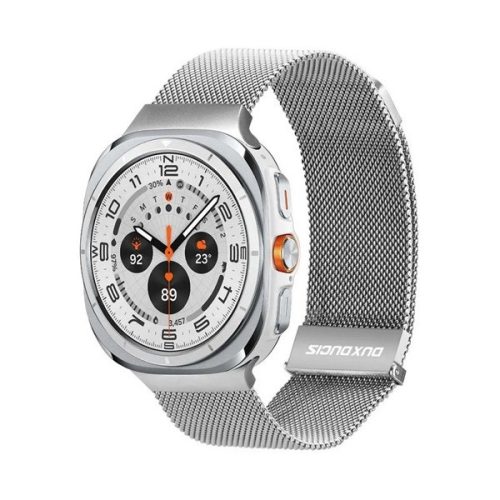 Samsung Galaxy Watch Ultra (47mm) SM-L705, fém pótszíj, mágneses zár, milánói stílus, Dux Ducis Milanese, ezüst