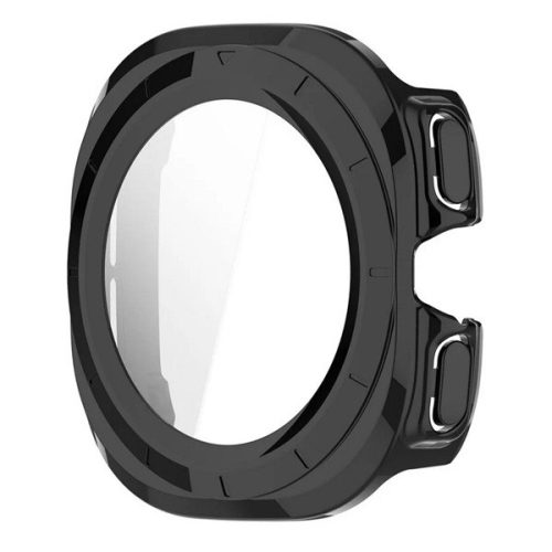 Samsung Galaxy Watch Ultra (47mm) SM-L705, Műanyag védőkeret, kijelzővédő üveggel, közepesen ütésálló, szíj nélkül, fekete
