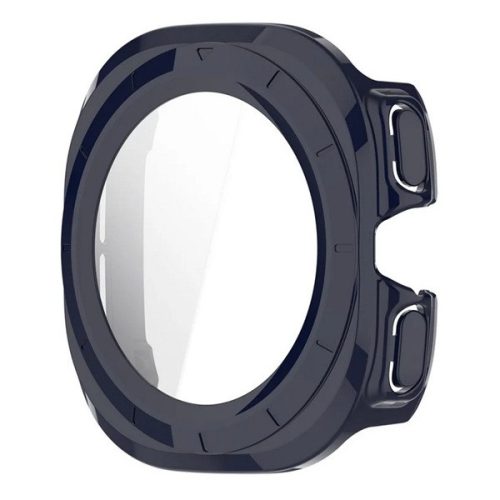 Samsung Galaxy Watch Ultra (47mm) SM-L705, Műanyag védőkeret, kijelzővédő üveggel, közepesen ütésálló, szíj nélkül, sötétkék
