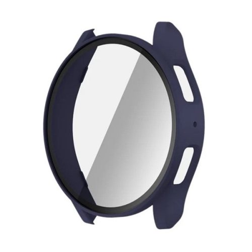 Samsung Galaxy Watch 7 (44 mm) SM-L310 / L315, Műanyag védőkeret, kijelzővédő üveggel, közepesen ütésálló, szíj nélkül, sötétkék