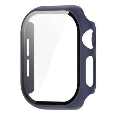 Apple Watch 10 (46 mm), Műanyag védőkeret, kijelzővédő üveggel, közepesen ütésálló, szíj nélkül, sötétkék
