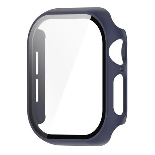 Apple Watch 10 (42 mm), Műanyag védőkeret, kijelzővédő üveggel, közepesen ütésálló, szíj nélkül, sötétkék